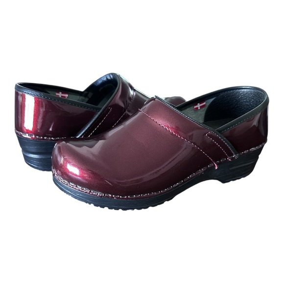 SANITA Professional Cabrio Danish Clogs Burgundy Patent Leather Shoes Size 6 - Picture 12 of 12